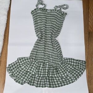 Guess Gingham Green and White Dress - XS